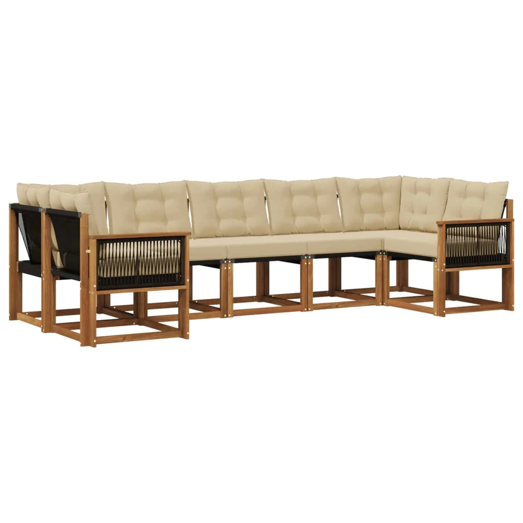 Set di divani da esterno 7 pz Naturale e Beige 3382193