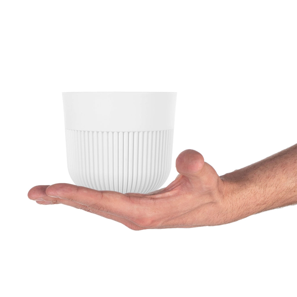 Vaso da fiori KADAX, Coprivaso, 11 cm, Plastica, Rotondo, A coste, Bianco