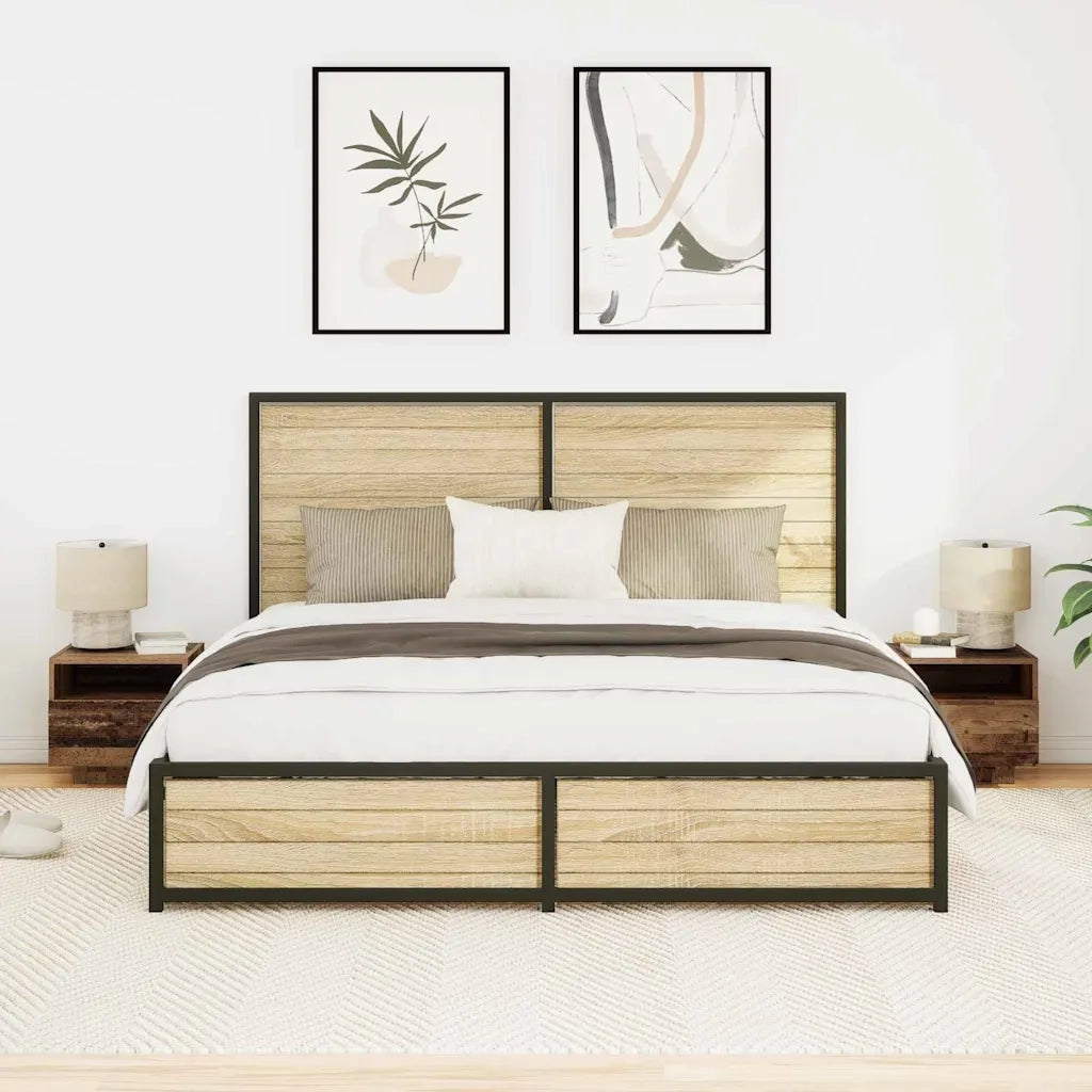 Set di 2 Comodini | Armadio da Notte | Mobiletto da notte Legno vecchio 40 x 39 x 37 cm