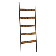 Portasciugamani a scala angolata a 5 ripiani larghezza 65 cm struttura in acciaio per coperte asciugamani sciarpe stile industriale marrone rustico e nero 12_0005747