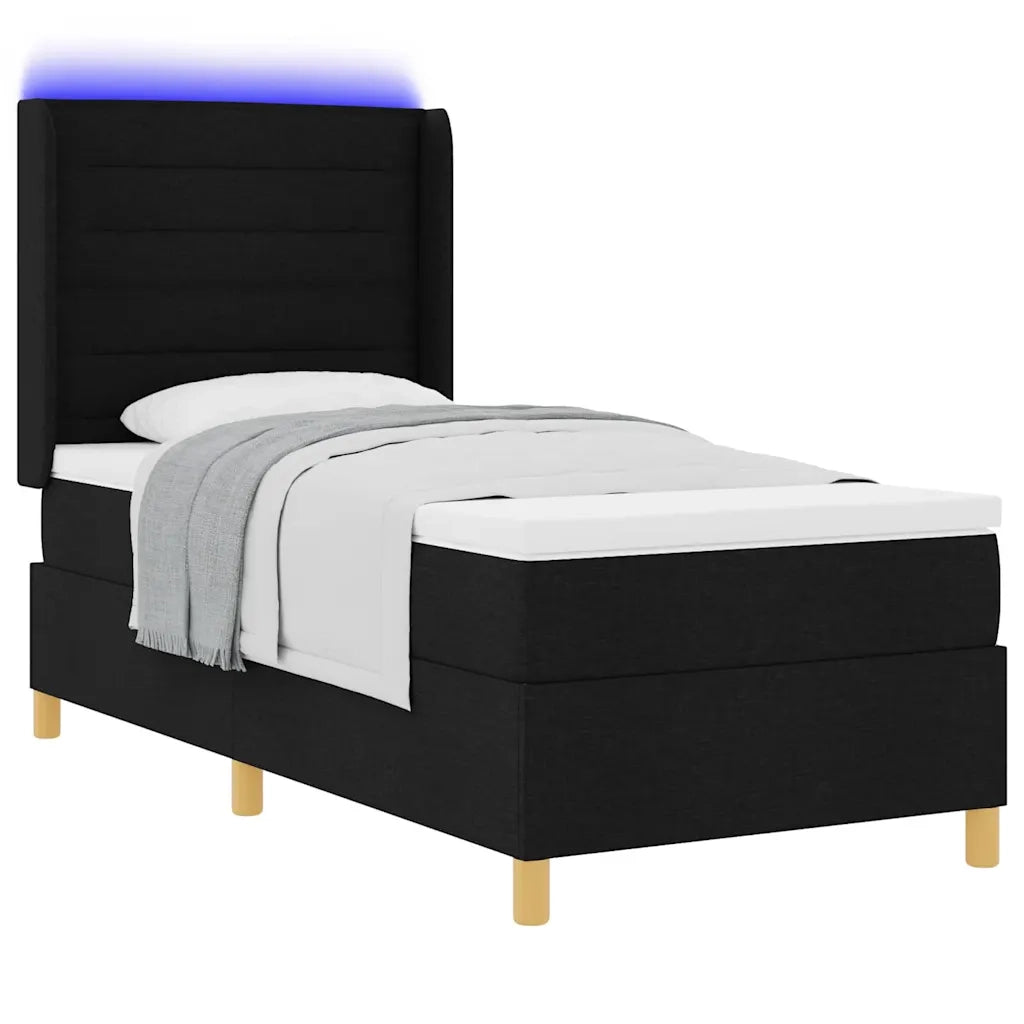 Letto a molle con strisce LED Nero 80 x 200 cm Tessuto 3343597