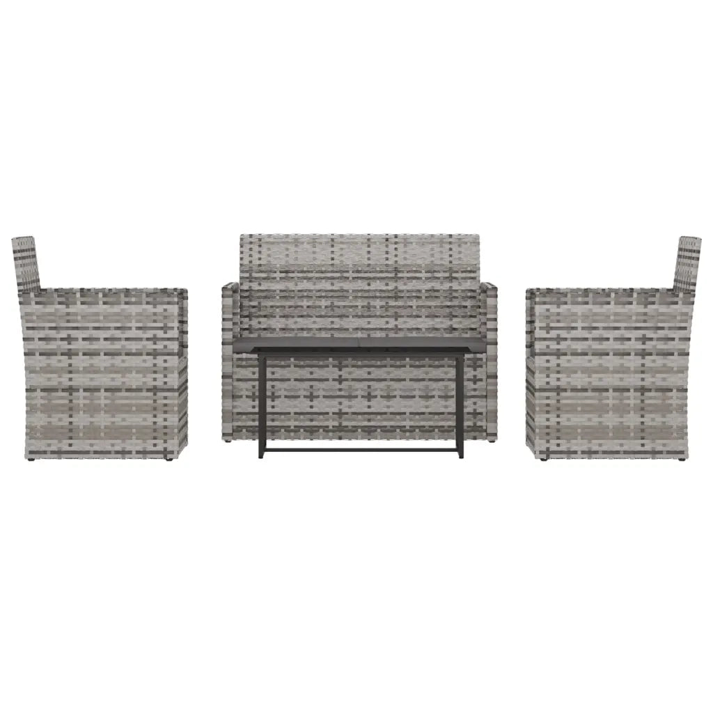Set Divani da Esterno 4 pz | Set Salotto da Giardino con Cuscini in Polyrattan Grigio