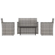 Set Divani da Esterno 4 pz | Set Salotto da Giardino con Cuscini in Polyrattan Grigio