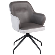 Set di 2 sedie da pranzo girevoli in ecopelle grigio con schienale alto in stile scandinavo