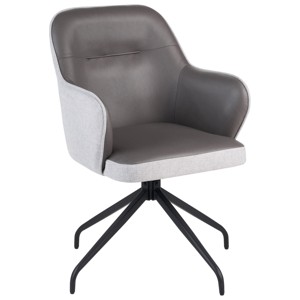 Set di 2 sedie da pranzo girevoli in ecopelle grigio con schienale alto in stile scandinavo