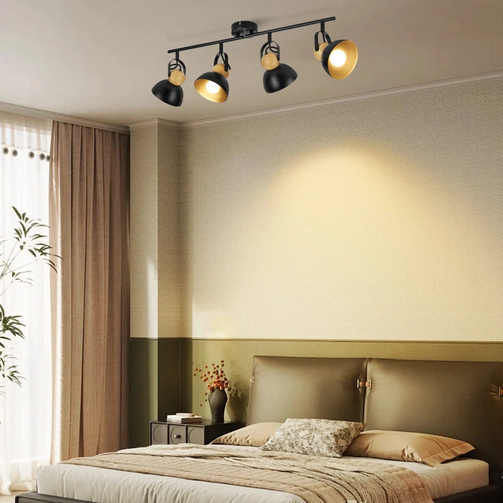 ZMH Faretto da soffitto a 4 luci orientabile a 350° Vintage Plafoniera Soggiorno