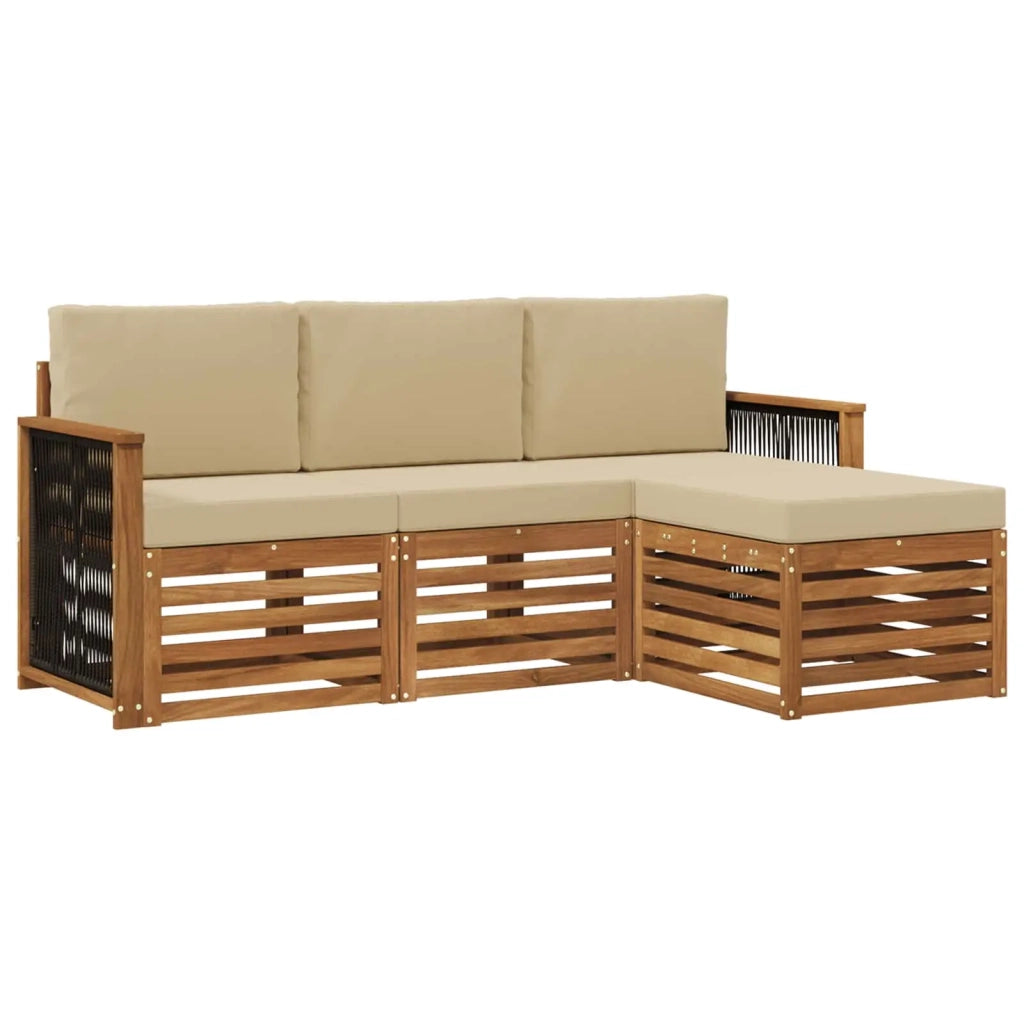 Set di divani da esterno 4 pz Naturale e Beige 3384204