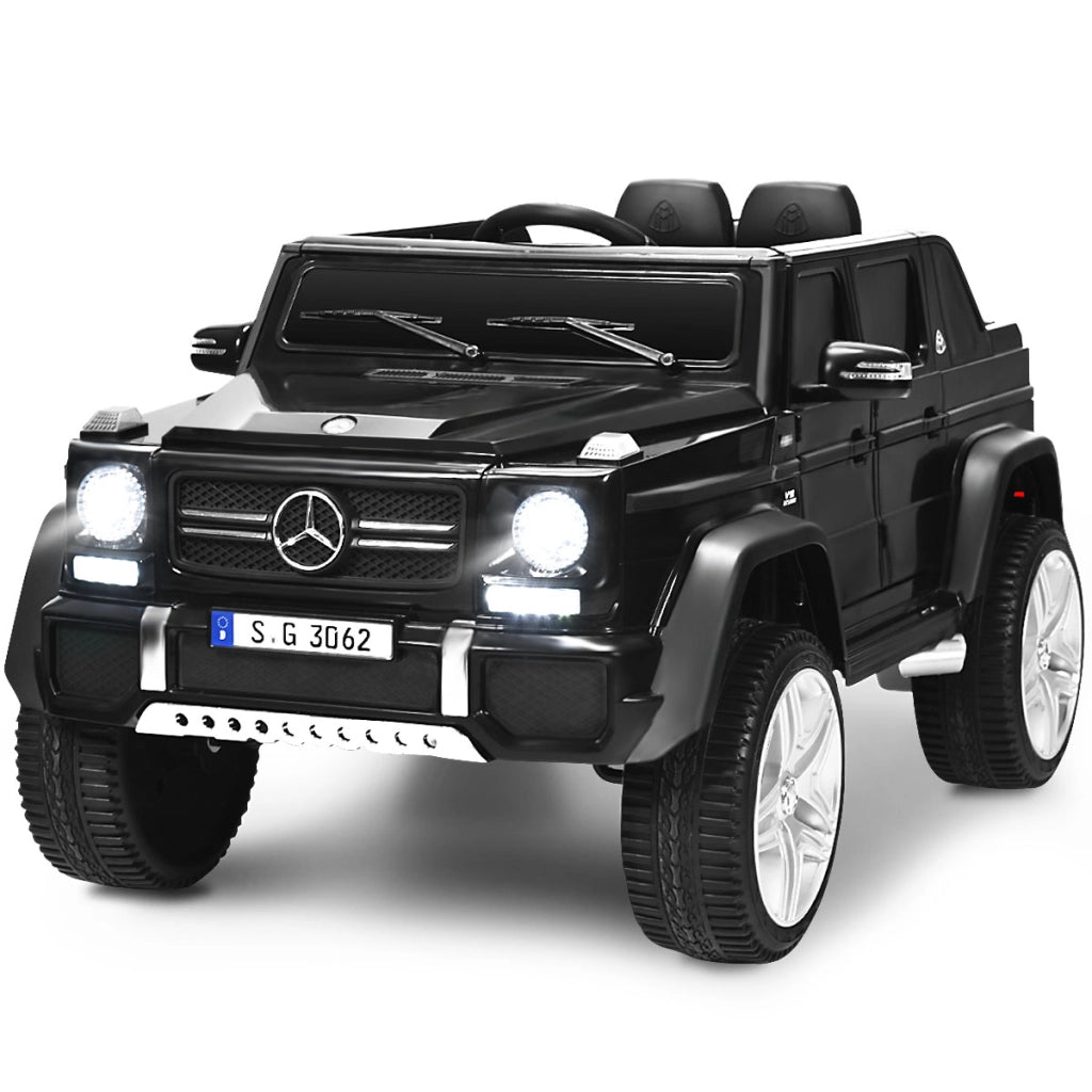 Mercedes Benz Maybach G650-S 12 V per bambini con luci LED, Jeep a batteria con 2 portiere apribili Nero-Macchinine giocattoli