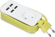 Adattatore di corrente per viaggi 1200W 10A con presa di corrente protetta EU e contenitore di rete con 4 porte USB - Viaggi, crociera, nave da crociera, ufficio, smartphone, tablet 250V