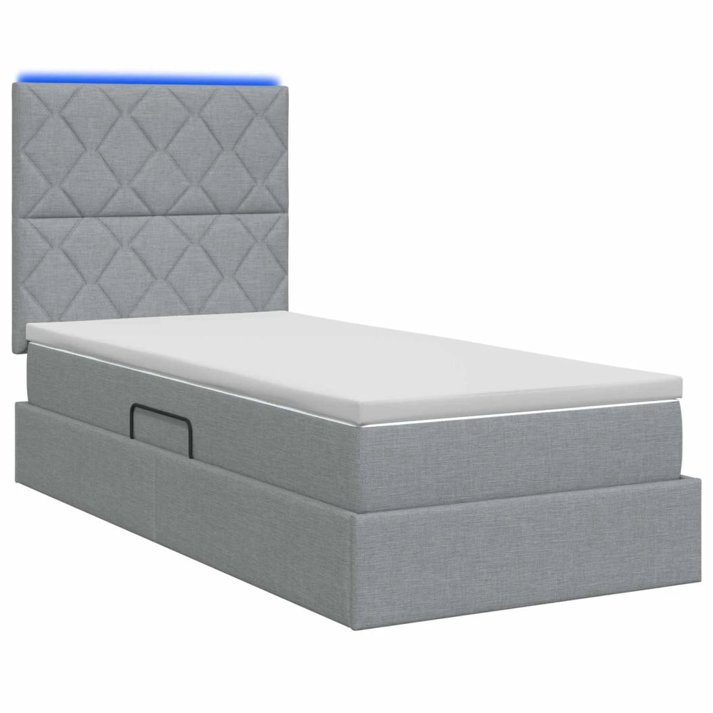 Letto con contenitore LED e materasso Grigio Chiaro 90 x 190 cm 3459975