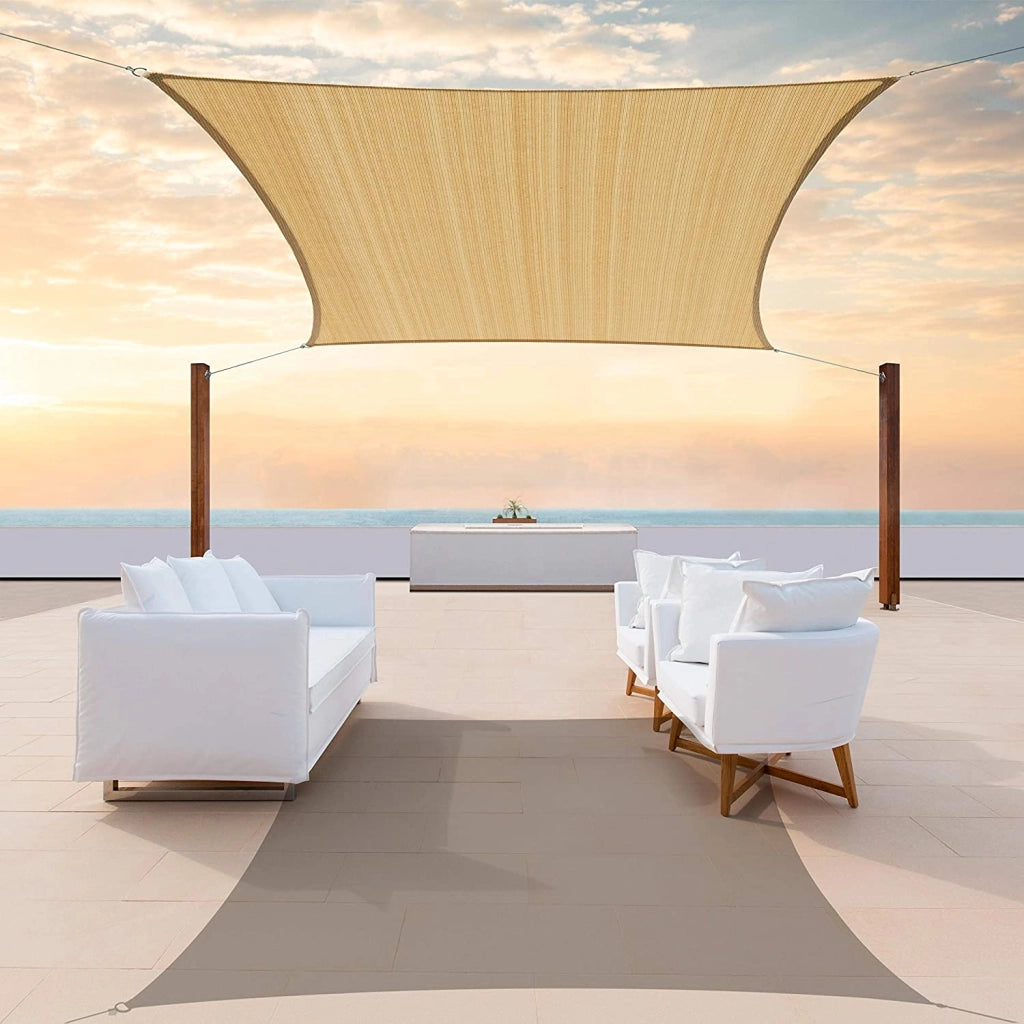 AIO FACTORY 5x5 m Vela Ombreggiante Impermeabile Beige - Vela Parasole da Giardino