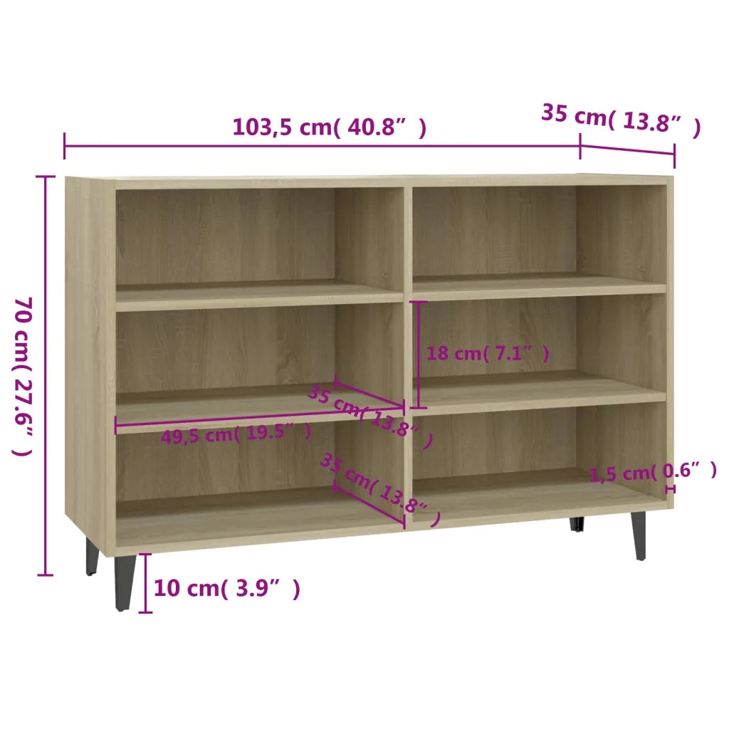 Credenza-Buffet-Armadio da cucina Rovere Sonoma 103,5x35x70 cm in Legno Multistrato