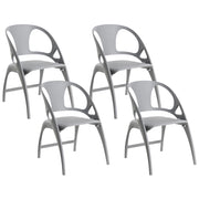 Set di 4 sedie da giardino in polipropilene grigio plastica leggera e resistente agli agenti atmosferici per interni e per esterni.