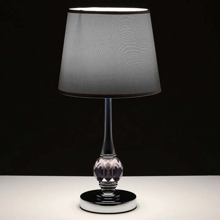 Lampada da Tavolo Design Classico Lume Silver per Comodino Paralume in Tessuto