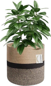 Sacchetto per piante con rivestimento - contenitori per piante tessuti per vaso 11 pollici - contenitori per piante di cotone corda juta - contenitore pieghevole per bucato - contenitore di stoccaggio per la casa Contenitore per piante