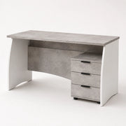 Scrivania Scrittoio Per Studio Con 3 Cassetti Mobile Da Ufficio Soggiorno Sala Da Pranzo 136 X 74 X 67 Cm Bianco E Grigio Cemento