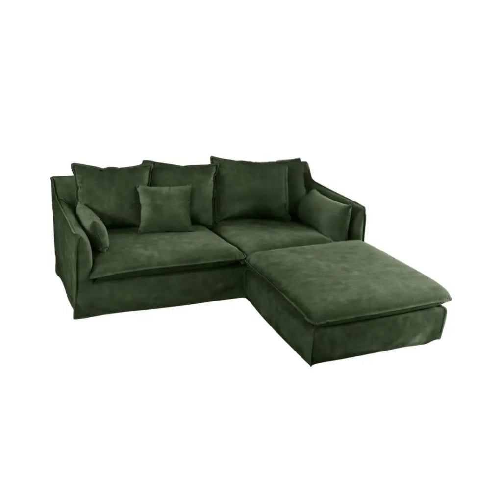 Divano ad angolo KALIA – Verde scuro – 4 posti – Angolo reversibile – in velluto – contemporaneo