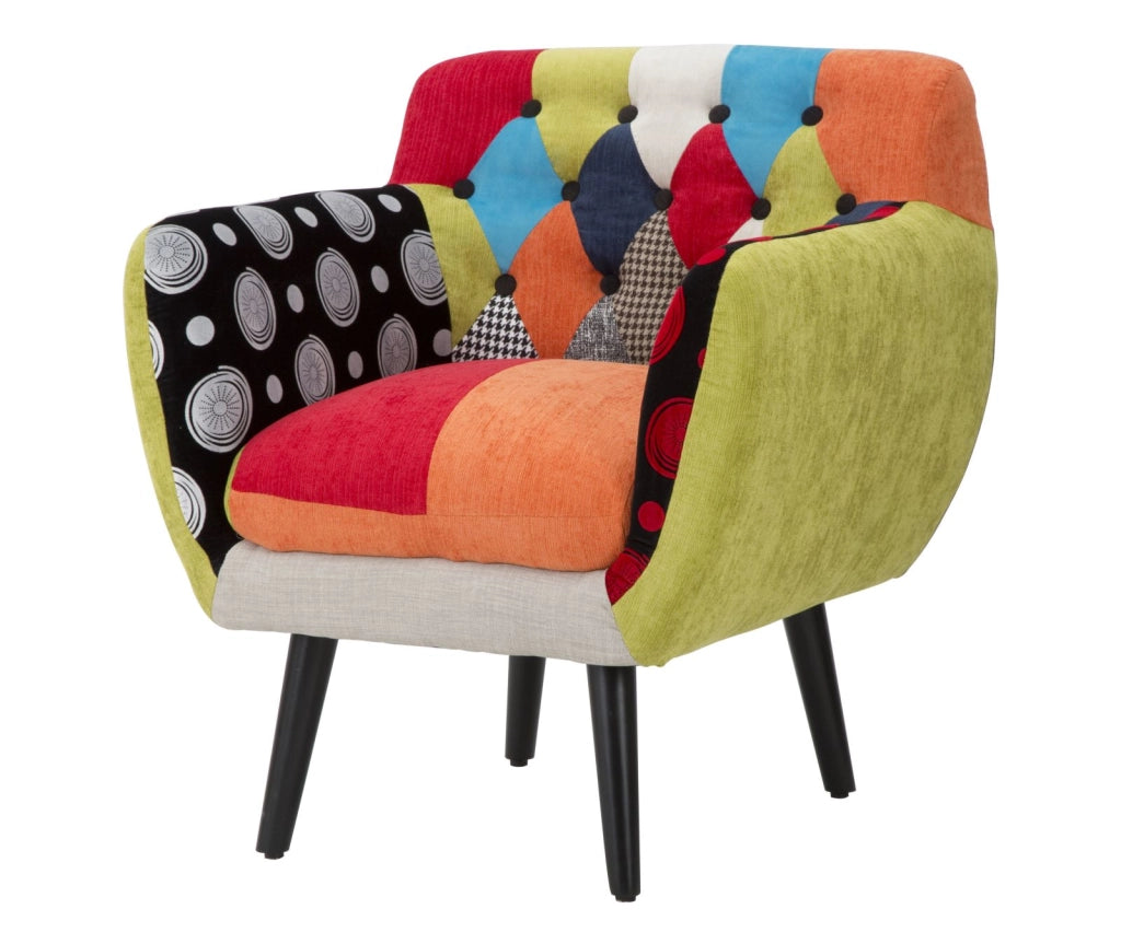 Poltrona elegante, tessuto colorato, gambe legno nero 71x63x78cm Imperial New