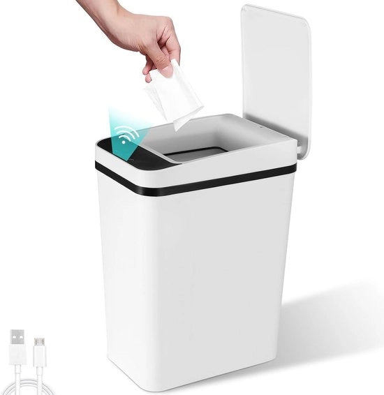 Cestino Automatico con Sensore da 12 L senza Rumore e Resistente all'Umidità con Coperchio Senzatocco per Cucina e Bagno