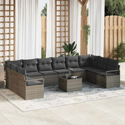 Set di divani con cuscino 11 pcs Grigio polyrattan