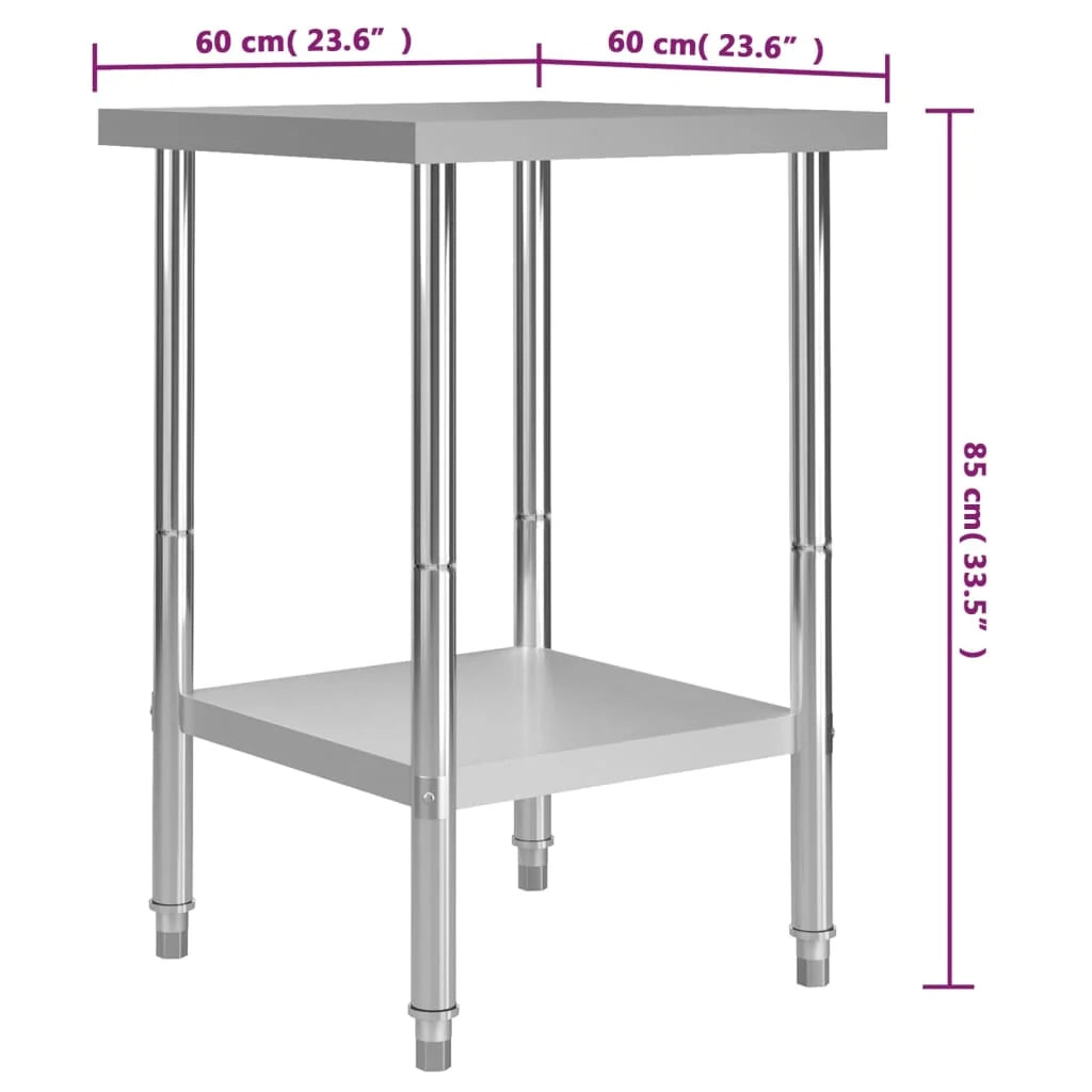 Tavolo da lavoro professionale da cucina 60 x 60 x 85 cm in acciaio inox 02_0045405