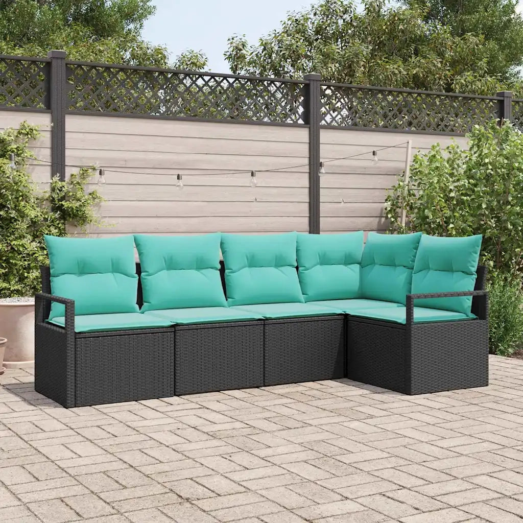 Set di divani 5 pcs Nero polyrattan