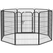 EasyComfort Recinto per Cani di Piccola Taglia a 8 Pannelli Modulabili da 80x1.5x100 cm, Box per Cani e Cuccioli Pieghevole con Porta in Acciaio con 8 Picchetti, Grigio