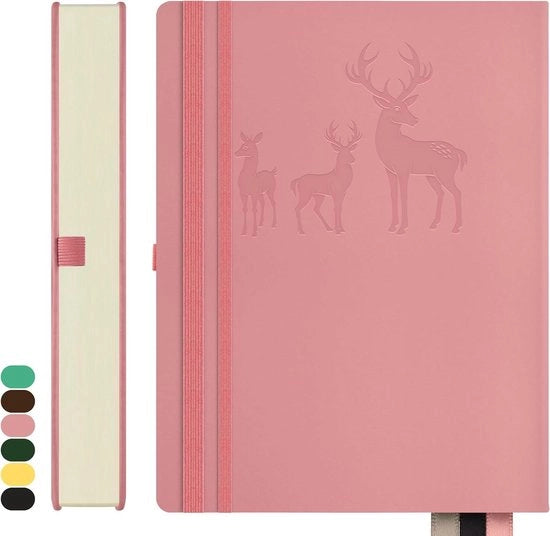 Agenda B5 Gelinieerd - Bullet Journal - Blocco Notizie Spesso - Copertina Rigida - 300 Pagine - Agenda in Pelle - Carta 100gsm - Rosa - Per Uomini Donne - Agenda Ufficio - Agenda Scuola - 19 x 25,5 cm