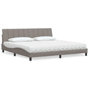 Letto con Materasso Hanko Tortora 200x200 cm in Tessuto 3310556