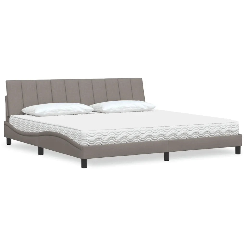 Letto con Materasso Hanko Tortora 200x200 cm in Tessuto 3310556