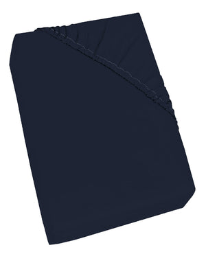 Lenzuolo Sotto 1 Piazza e Mezzo con Angoli ed Elastico Tinta Unita Blu Scuro