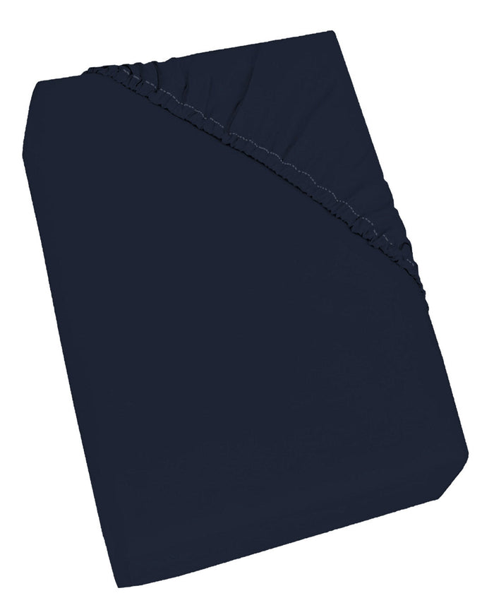 Lenzuolo Sotto Singolo con Angoli ed Elastico Tinta Unita Blu Scuro