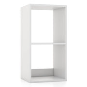 Libreria a 2 livelli con retro aperto-Armadietto contenitore autoportante per casa in stile moderno per soggiorno Bianco