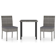 Set da Pranzo da Giardino 3 pz | Set Salotto da Giardino in Polyrattan Grigio