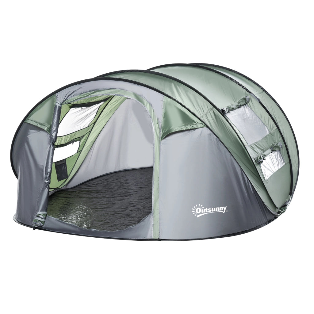 EasyComfort Tenda da Campeggio Pop Up 2 Posti con 2 Porte, 4 Finestre e Telo Impermeabile, 263.5x220x123 cm, Verde Scuro
