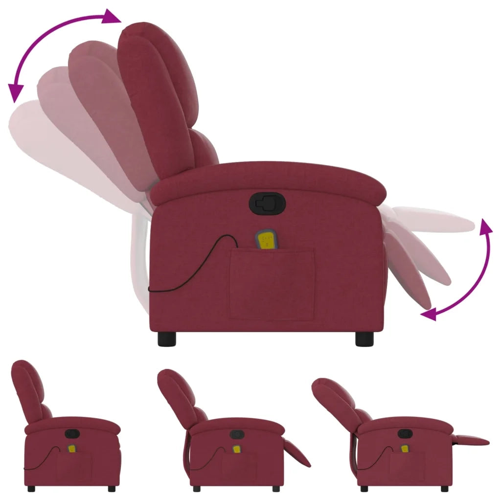 Divano Sedia-Poltrona Massaggiante Reclinabile Rosso Vino in Tessuto 574016