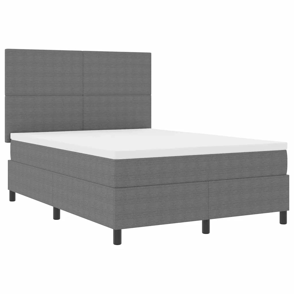Letto a molle con testiera Grigio chiaro e bianco 140 x 190 cm 3337555