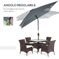 Ombrellone Rettangolare 2x3 m Pieghevole e Regolabile con Manovella, in Alluminio e Poliestere, Grigio Scuro