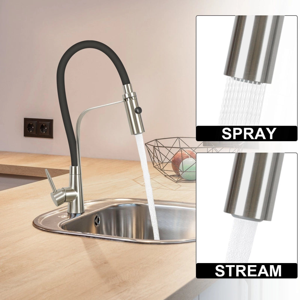 ZMH Rubinetto da cucina nero Rubinetti con doccetta da cucina girevole a 360°