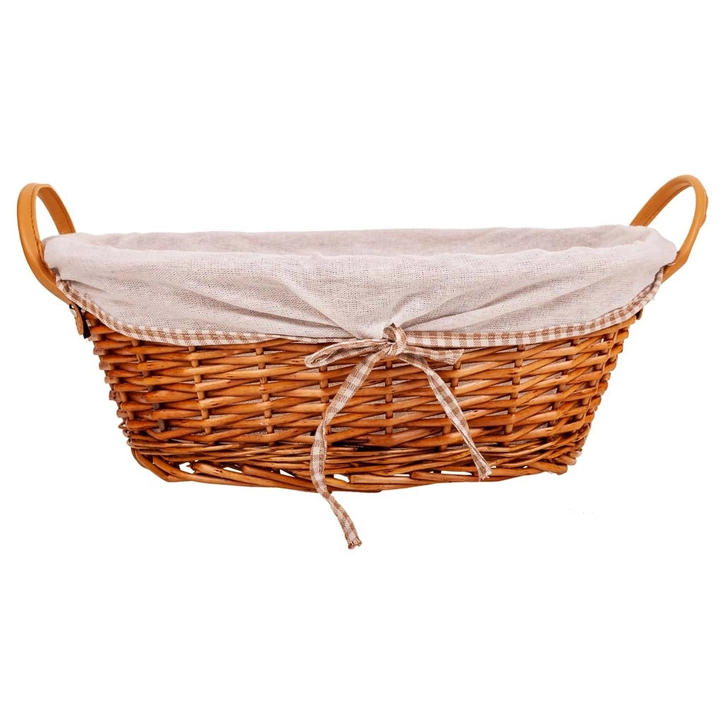Set di 3 cestini in vimini foderati marroni