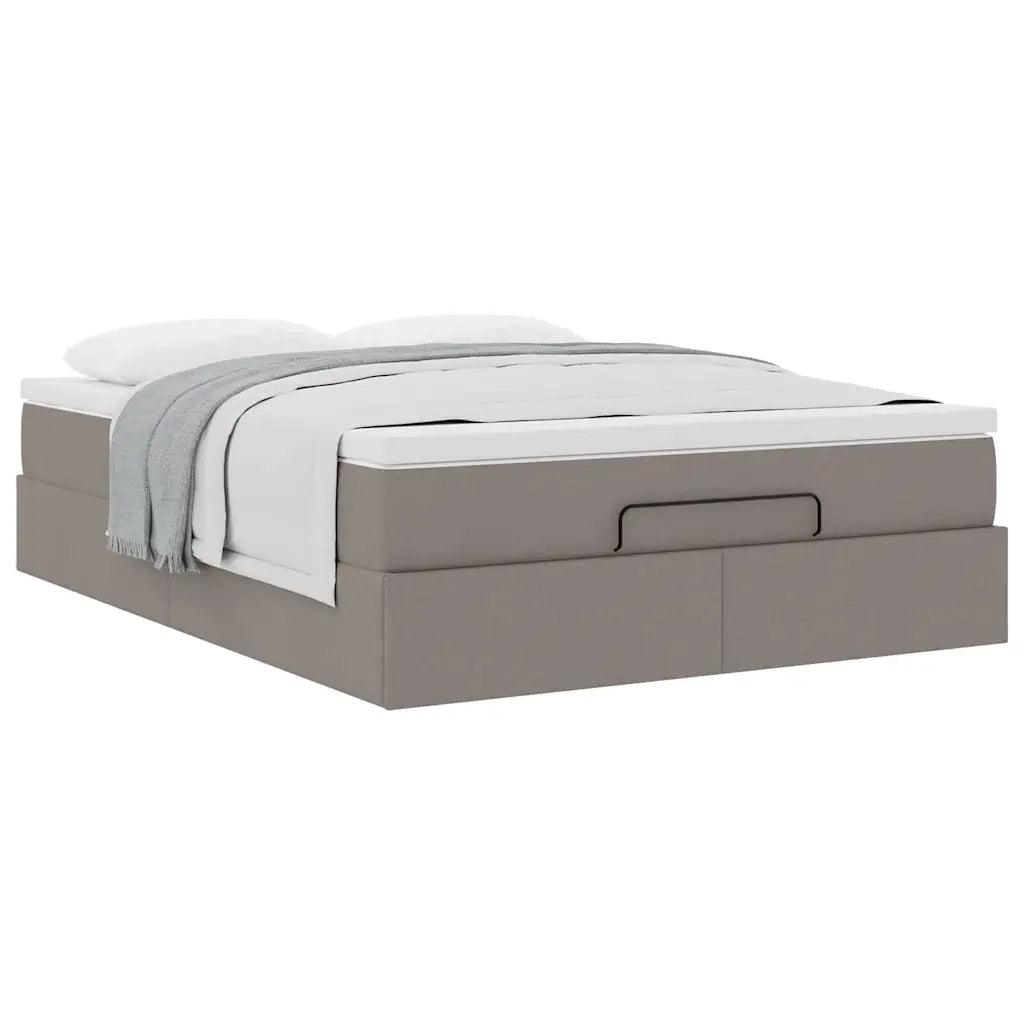 vidaXL Struttura Letto Pouf con Materasso Tortora 140x190 cm Tessuto