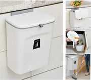 Bacetto per compostazione da cucina - 2,4 galloni/9L contenitore per rifiuti sotto il lavello, piccolo contenitore per rifiuti appeso con coperchio per bagno/camera da letto, compostiere per interni (bianco)