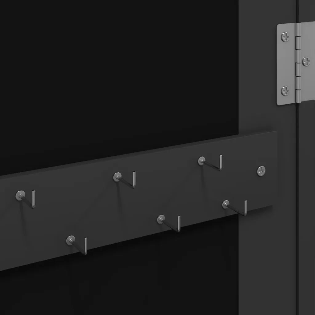 Armadio Portagioie con Specchio a Muro Nero 37,5x10x106 cm CFW7920128