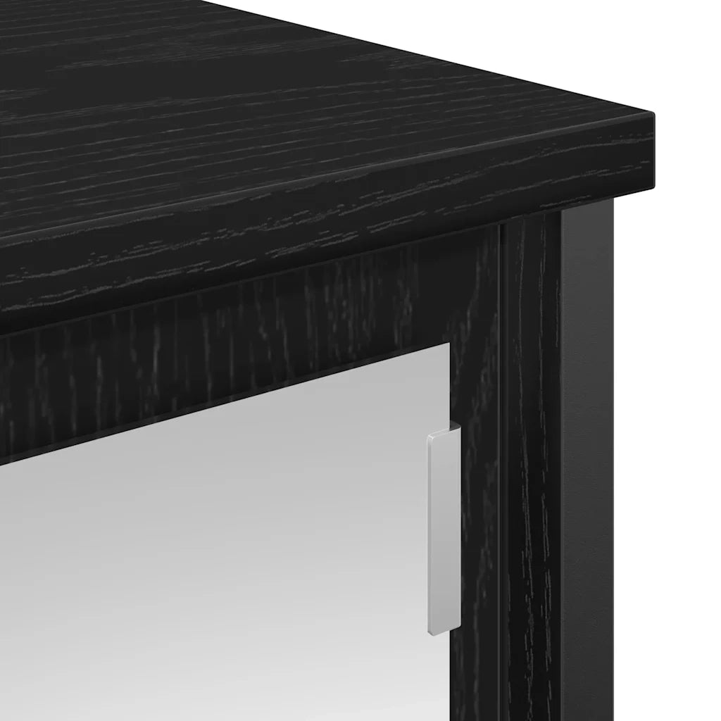 Pensile da Bagno con Specchio-Mobile bagno con specchio Rovere Nero 60x21x60 cm