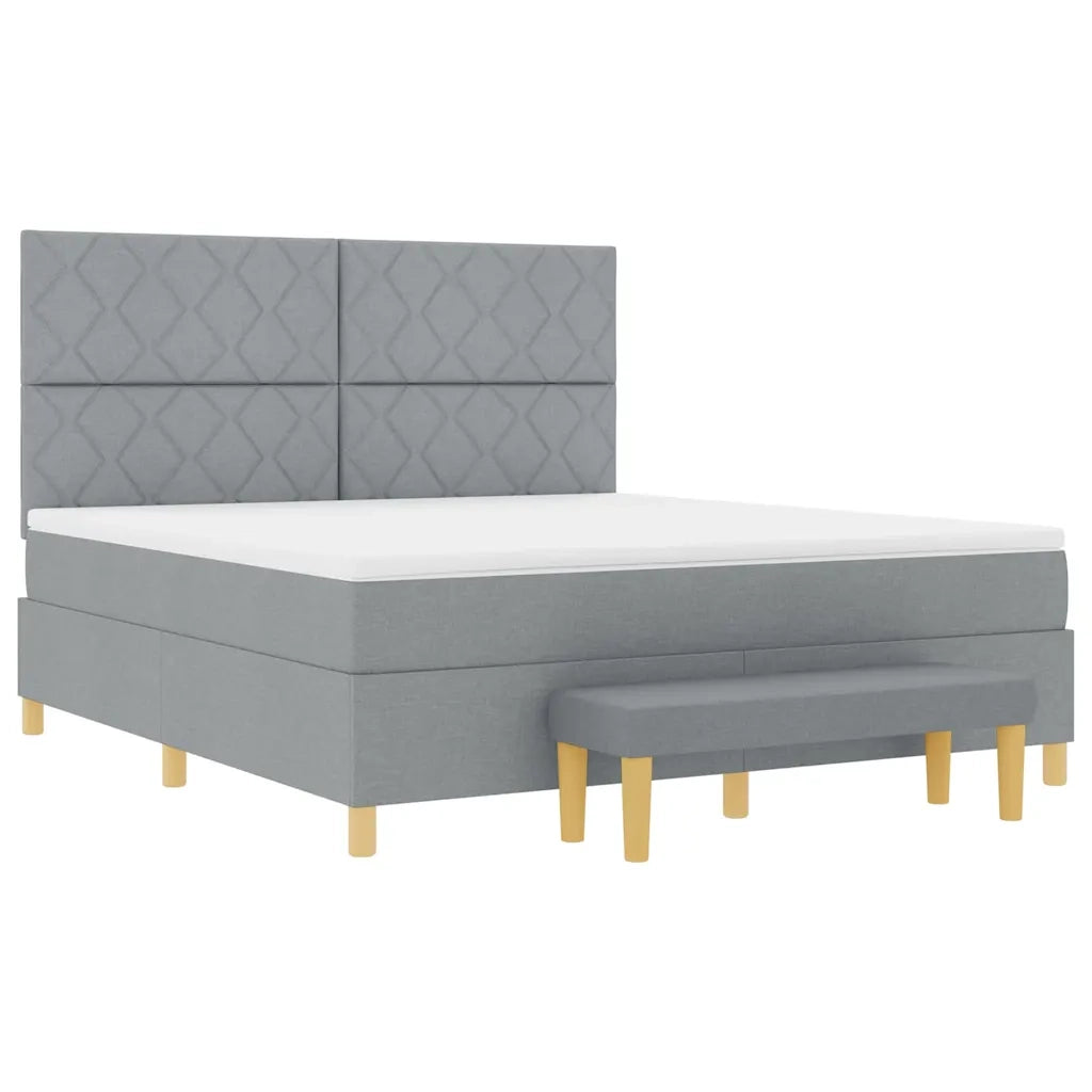 Letto a molle con testiera Grigio chiaro 200 x 180 cm Tessuto 3344394