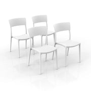 Set 4 sedie in polipropilene 100 %Made in Italy ZEN, impilabile, resistente ai raggi UV, design moderno, ideale per sala da pranzo, cucina, sala d’attesa, bar, ristoranti o da esterno colore Bianco