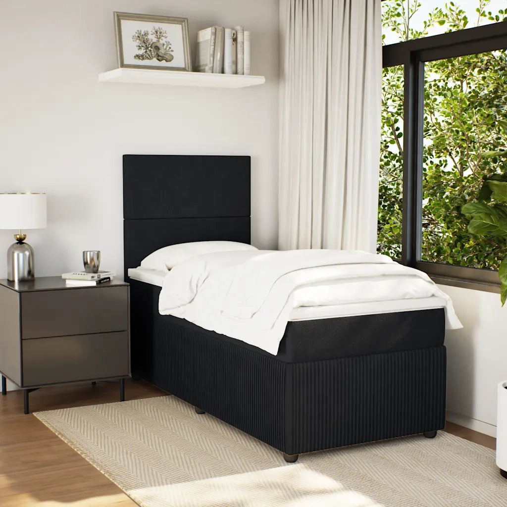 Giroletto a Molle con Materasso Nero 90x200 cm in Velluto