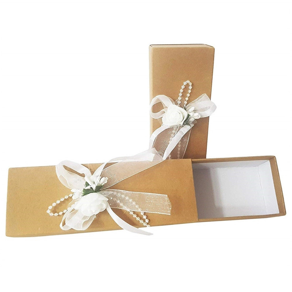 Trade Shop - Bomboniera Bomboniere 6 Pezzi Scatola Avana Fiore Cc6244 Carta 17x6x4cm Confetti -
