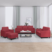 Set di Divani 4 pz con Cuscini Rosso Vino in Similpelle 3201748
