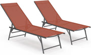 Set di 2 sedie da Giardino reclinabili Kailua in Acciaio Grigio Antracite e Tessuto Terracotta
